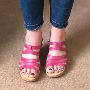 Born cork wedge strappy sandals, size 11/42